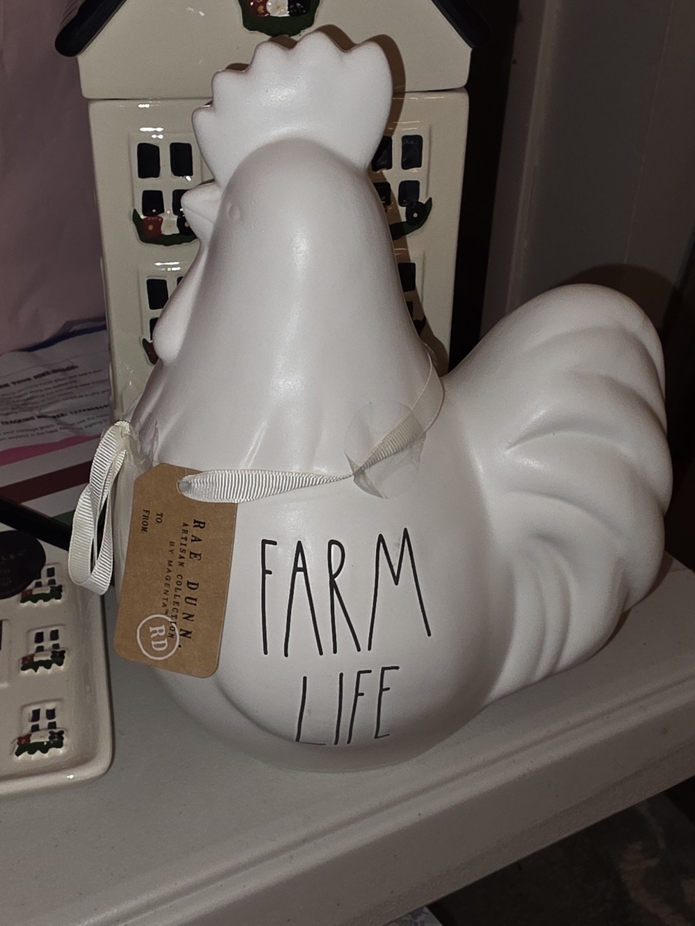 Rae Dunn 'Farm Life' White Ceramic Chicken